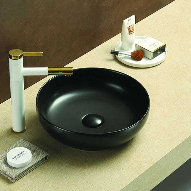 Oban Fine Ceramic Above Counter Basin Matte Black 377 X 377 X 110mm ,