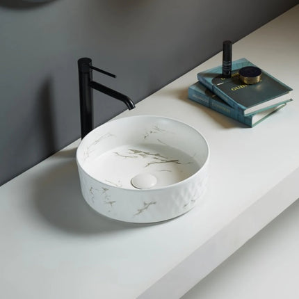 Ollia Fine Ceramic Above Counter Basin Matte Carrara White 360 X 360 X 120mm ,