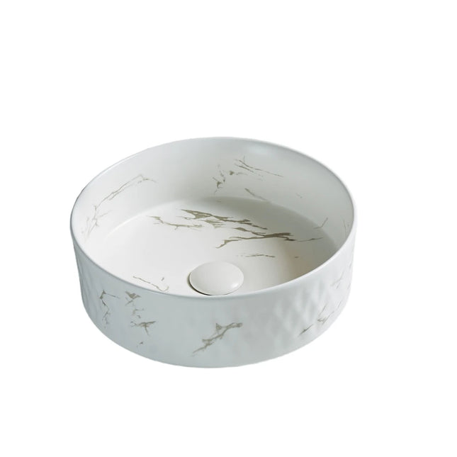 Ollia Fine Ceramic Above Counter Basin Matte Carrara White 360 X 360 X 120mm ,