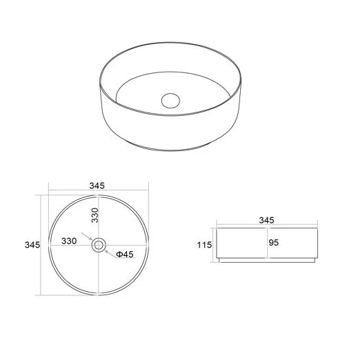 Ollia Fine Ceramic Above Counter Basin Yellow Gold with Line Pattern 345X345X115mm ,