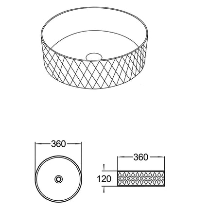 Ollia Fine Ceramic Above Counter Basin Matte Carrara White 360 X 360 X 120mm ,