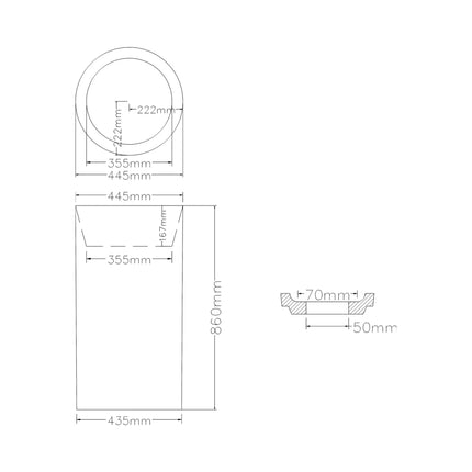 Ollia Free Standing Pedestal Acrylic Art Basin Matte White 445X455X860mm ,