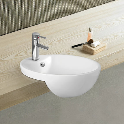 Orbi Fine Ceramic Semi Recessed Basin Gloss White 430X430X160mm ,