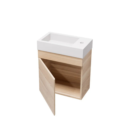 Crete Mini Wall Hung PVC Vanity Oak 450X255X480mm