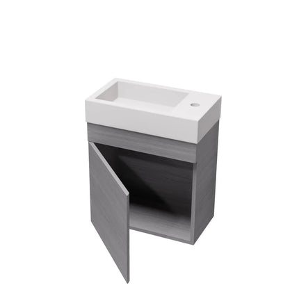 Crete Mini Wall Hung PVC Vanity Oak 450X255X480mm