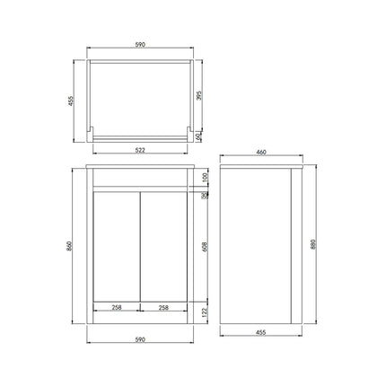 Pako Free Standing Vanity on Kickboard Grey Oak