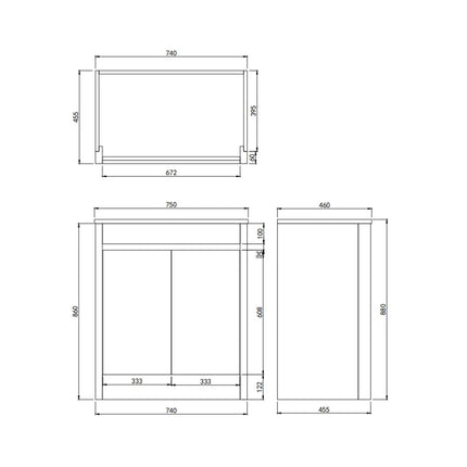 Pako Free Standing Vanity on Kickboard Grey Oak