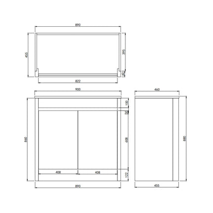 Pako Free Standing Vanity on Kickboard Grey Oak