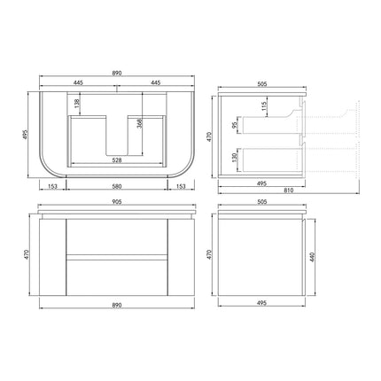 Ravello Wall Hung Plywood Vanity Sandy Oak