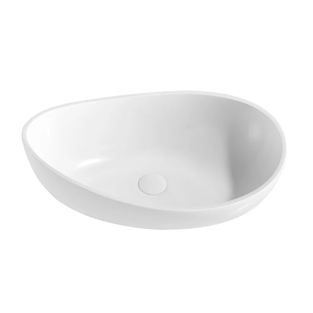 Waverton Solid Surface Stone Above Counter Basin White 600X370X190mm , Gloss White
