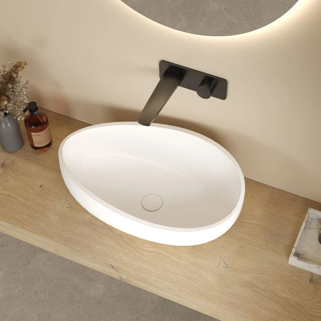 Waverton Solid Surface Stone Above Counter Basin White 600X370X190mm ,