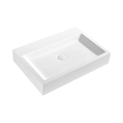 Crete Solid Surface Stone Wall Hung Basin Matte White No Overflow