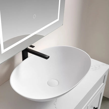 Kirra Solid Surface Pill Shape Art Basin Matte White ,