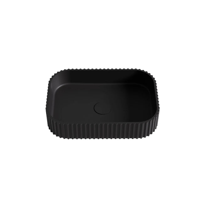 Japser Fluted Solid Surface Above Counter Basin Matte Black 500X350X120mm ,