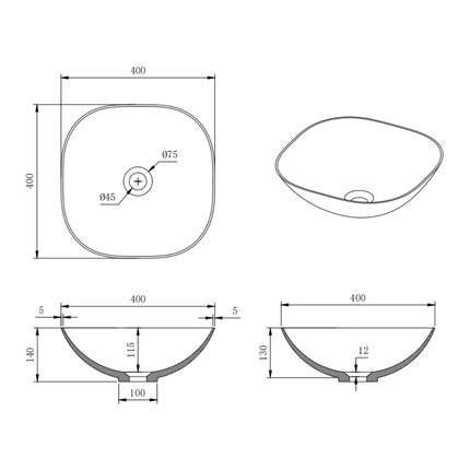 Perry Solid Surface Stone Above Counter Basin Matte White ,