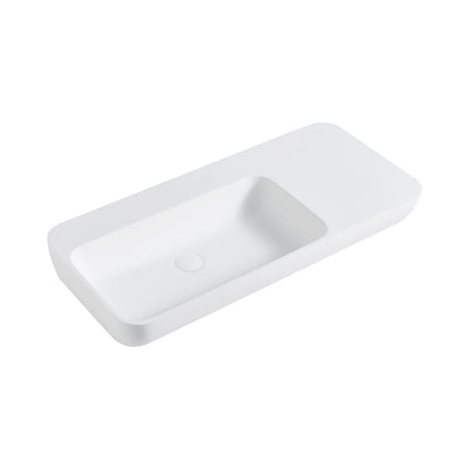Roccia Solid Surface Stone Wall Hung Basin Matte White No Overflow 900X400X120mm ,