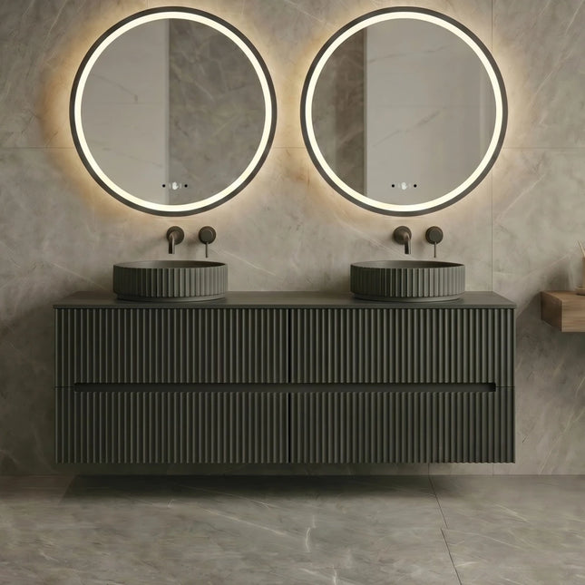 Cabarita Fluted Wall Hung Vanity Matte Black