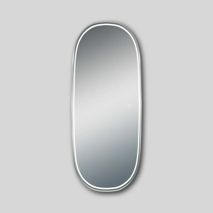 Oval 3 Color Front Lit LED Mirror Silver Aluminium Frame