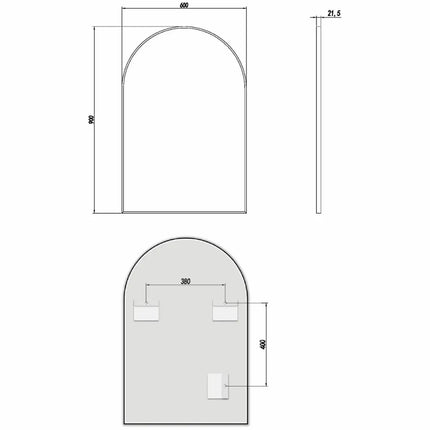 Arch Mirror Gun Metal Grey Frame 600X900X21.5mm