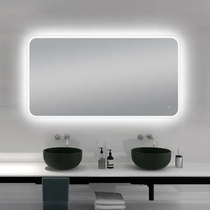 Rectangle 3 Color Lighting Backlit LED Mirror Curved Rim