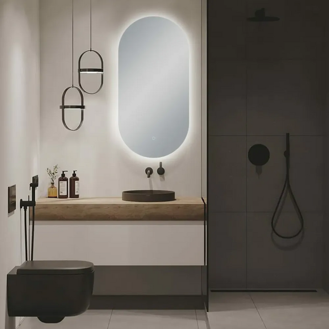 Oval 3 Color Lighting Backlit LED Mirror Sharp Edge 450X900X5mm