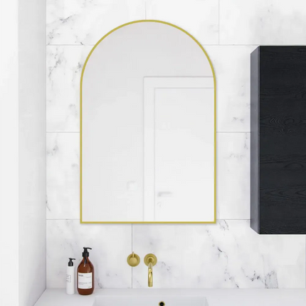 Arch Mirror Brushed Gold Frame 600X900X21.5mm