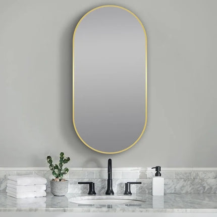 Oval Mirror Brushed Gold Frame 500X1000mm