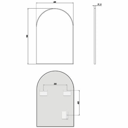 Arch Mirror Matte Black Frame 600X900X21.5mm