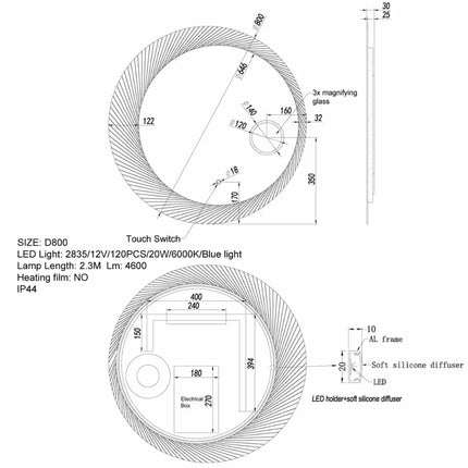 Round Backlit LED Mirror 800mm