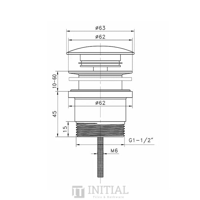 Otti Universal Mushroom Pop Up Waste No Overflow 32mm, Gold ,