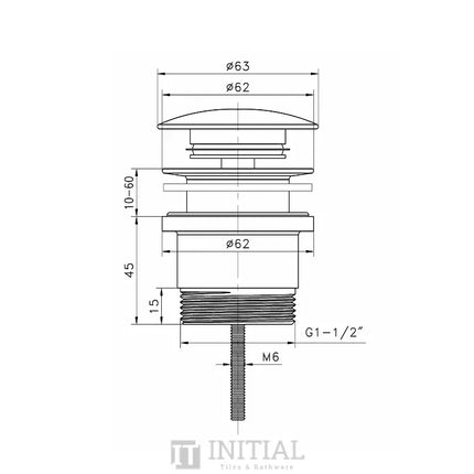 Otti Universal Mushroom Pop Up Waste No Overflow 32mm, Matt Black ,