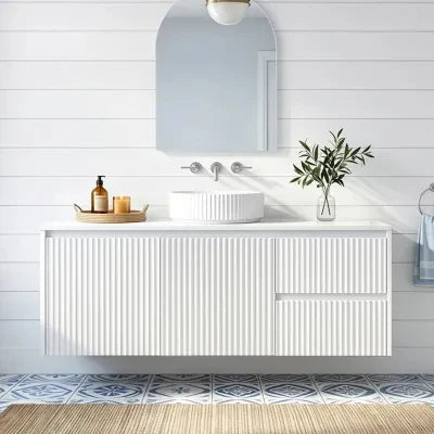 Crete Fluted Wall Hung Vanity Matte White