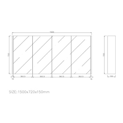 Camden Pencil Edge Shaving Cabinet Wood Grain Coastal Oak 600-1500mm
