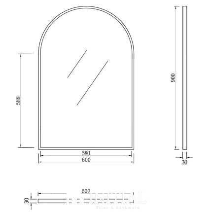 Otti Archie Matte Black Metal Framed Mirror 900X600 ,