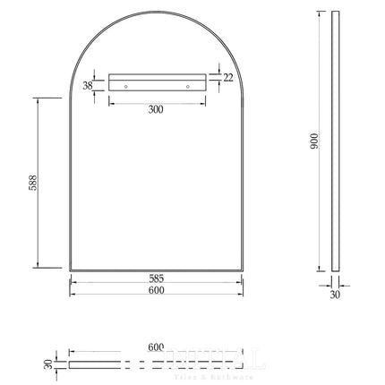 Otti Archie Matte Black Metal Framed Mirror 900X600 ,