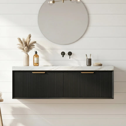Kliff Fluted Wall Hung Vanity Matte Black
