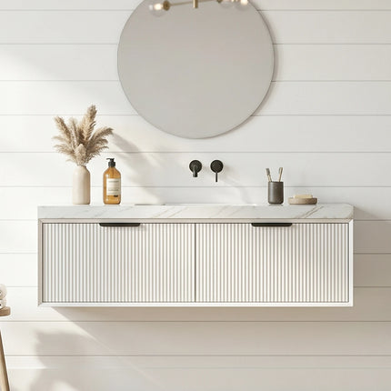 Kliff Fluted Wall Hung Vanity Matte White