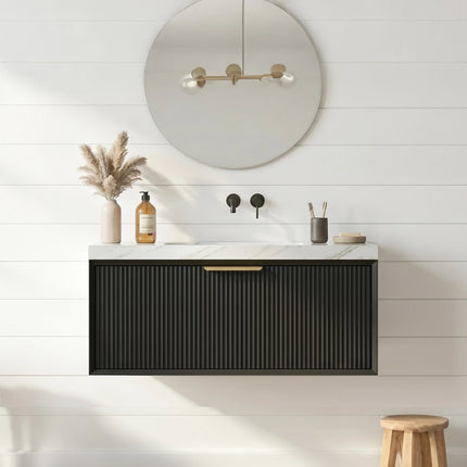 Kliff Fluted Wall Hung Vanity Matte Black