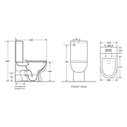 Mona Rimless Back to Wall Toilet Suite Gloss White 650X385X830