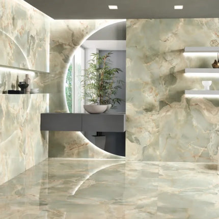 Megaslim Slab Onyx Green Polished 3200X1600X6