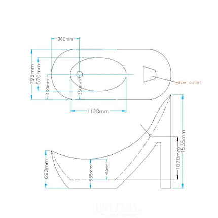 Lima 2000 High Heel Freestanding Bathtub Gloss White Non-Overflow 2000X800X1550 ,