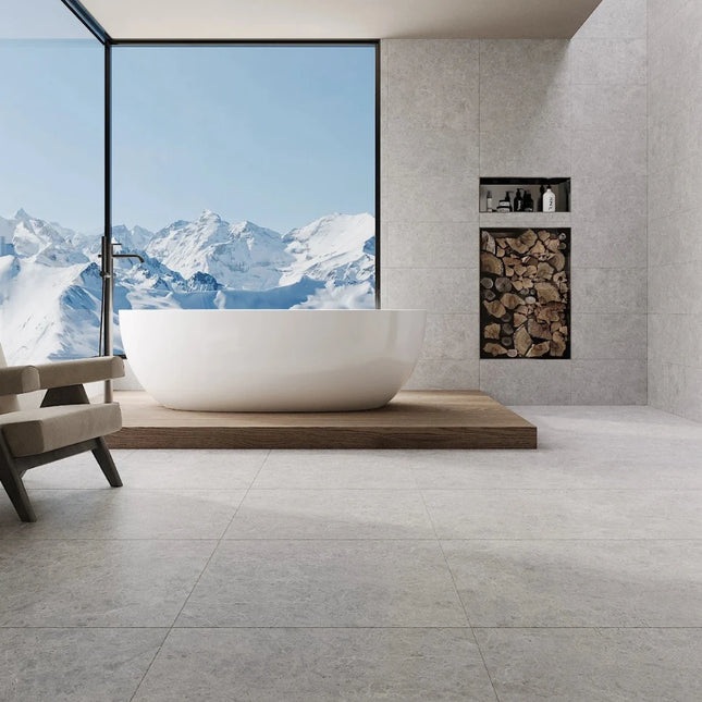 Marble Look Tile Moha Tundra Blue Smooth Grip ,