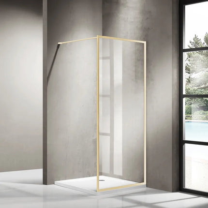 Full Framed Single Panel Shower Screen 6mm Clear Glass with Support Bar 900-12000X2000mm