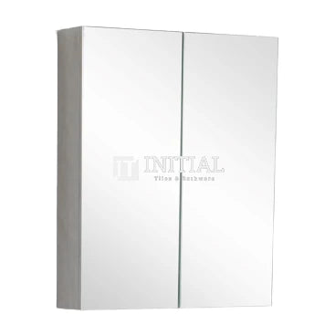 Nova 600 Concrete Grey Shaving Cabinet, 2 Solid Doors ,