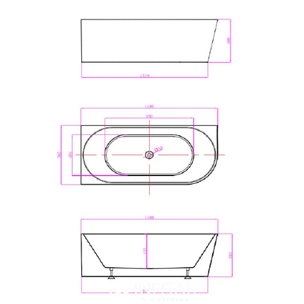 Nada 1400 Corner Bathtub Non-Over Flow Gloss White 1400X700X580 ,