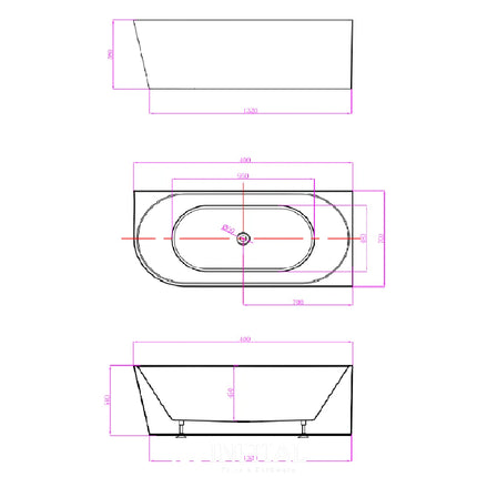 Nada 1400 Corner Bathtub Non-Over Flow Gloss White 1400X700X580 ,