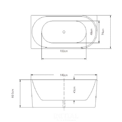 Nada 1500 Corner Bathtub Gloss White Non-Over Flow 1500X750X600 ,