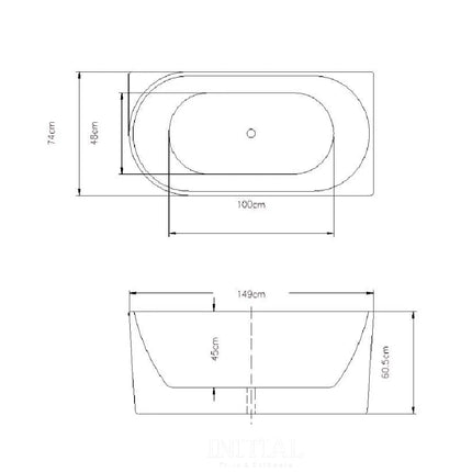 Nada 1500 Corner Bathtub Gloss White Non-Over Flow 1500X750X600 ,