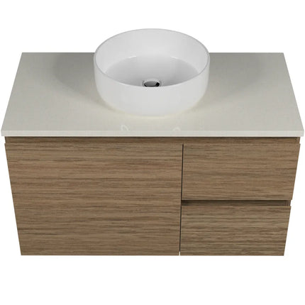 Timberline Nevada Vanity Wall Hung with SilkSurface Top & Above Counter Basin 600-1800mm