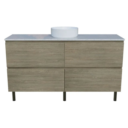 Timberline Nevada Plus Vanity on Legs with SilkSurface Top & Above Counter Basin 600-1800mm